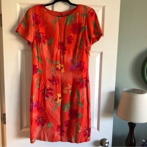 Vintage John Roberts orange tropical dress in size 10.